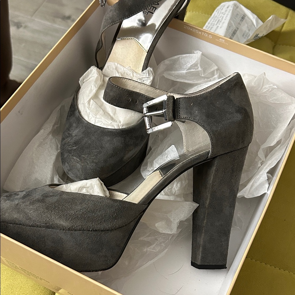 MICHAEL Michael Kors Haven Ankle Strap Heels - Dark Slate